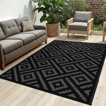 Tapete ao ar livre sarben Palha de plástico impermeável 120x180cm Preto Cinza