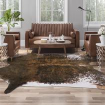 Tapete Area AROGAN Faux Cowhide de 8 x 10 pés para sala de estar, sela marrom
