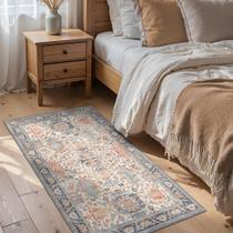 Tapete Area Bavni Teal/Multi 90x150cm, antiderrapante, lavável para casa