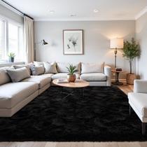 Tapete Area Beglad Soft Fuzzy, preto moderno e minimalista de 6 x 9 pés