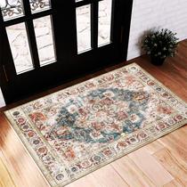 Tapete Area CHAMPLANT Bege Azul Vintage Distressed 60x90cm