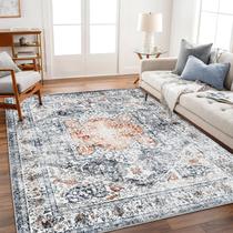 Tapete Area CHAMPLANT Lavável 160x230cm Cinza Vintage Floral