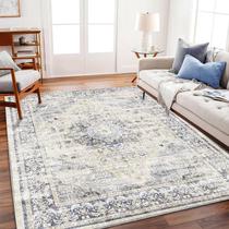 Tapete Area CHAMPLANT Lavável Floral Azul Vintage 160x230cm