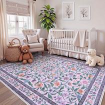 Tapete Area Collive Purple Floral 150x210cm Lavável à máquina Tapete Area Collive Purple Floral 150x210cm Lavável à máquina