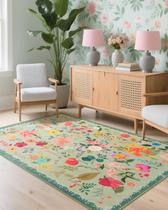 Tapete Area CRYPTOLITE Boho lavável 120x180cm Low Pile Green