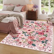 Tapete Area DUKINO Nursery Floral 160x200cm rosa para sala de estar