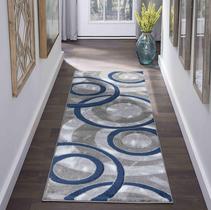 Tapete Area GLORY RUGS 2x7 Navy Circles Geometry Soft