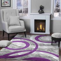 Tapete Area GLORY RUGS 61x91 cm Roxo Modern Circles Soft