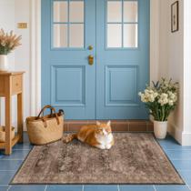 Tapete Area Hazo Haus Boho Taupe Marrom 90x150cm Lavável