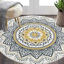 Tapete Area HEBE, lavável, redondo, 160 cm, antiderrapante, vintage boho