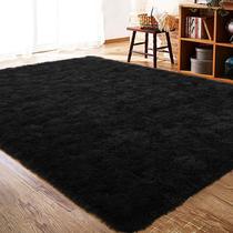Tapete Area ISEAU Ultra Soft Fluffy Black 245x305cm para sala de estar