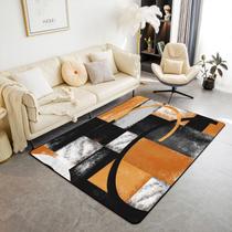 Tapete Area jejeloiu Laranja Preto Branco Geométrico 150x200cm Tapete Area jejeloiu Laranja Preto Branco Geométrico 150x200cm