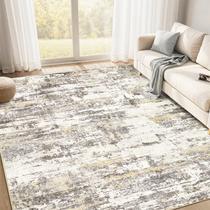 Tapete Area Jessibou Modern Abstract Lavável 160x230cm Dourado Marrom