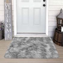 Tapete Area JiaoBaba Mini Tie Dye Grey Fluffy 60x90cm para quarto