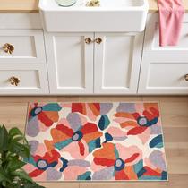 Tapete Area Jinchan Floral 2x3 lavável antiderrapante para entrada