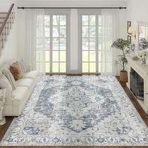 Tapete Area Jinchan Lavável Vintage 240x300cm Cinza Chenille