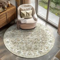 Tapete Area Jinchan Vintage Floral 150cm redondo de poliéster acastanhado