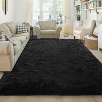 Tapete Area junovo Ultra Soft 180x270cm Fluffy Carpets pretos Tapete Area junovo Ultra Soft 180x270cm Fluffy Carpets pretos