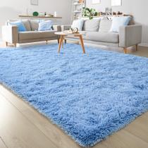 Tapete Area Keeko Fluffy Blue 120x160cm para quarto e quarto de crianças