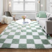 Tapete Area KICMOR Sala de estar 150x240cm Verde Sálvia e Branco Tapete Area KICMOR Sala de estar 150x240cm Verde Sálvia e Branco