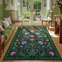 Tapete Area Lahome Boho Floral Verde 150x210cm Lavável Tapete Area Lahome Boho Floral Verde 150x210cm Lavável