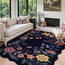 Tapete Area Lahome Floral 150x210cm, lavável, resistente a manchas