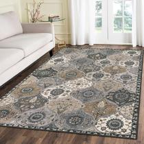 Tapete Area Lahome Moroccan Trellis 160x230cm cinza lavável
