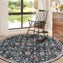 Tapete Area Lahome Moroccan Trellis de 6 pés redondo preto/multi
