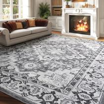 Tapete Area Lessymo 8 x 10 para sala de estar Boho Faux Wool Grey