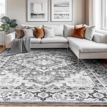 Tapete Area Lessymo lavável 180x270 cm Boho Cinza Ultramacio