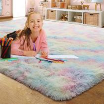 Tapete Area LOCHAS Luxury Fluffy Rainbow 150x240cm para meninas