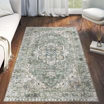 Tapete Area LUXRUG lavável 90x150cm antiderrapante verde sálvia vintage