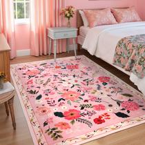 Tapete Area Macgace Pink Floral para quarto de meninas 120x180cm