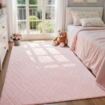 Tapete Area Macgace Ultra Soft Pink 90x150cm para quarto de meninas