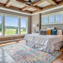 Tapete Area Mandala, 5 x 7 pés, lavável, resistente a manchas, poliéster, azul