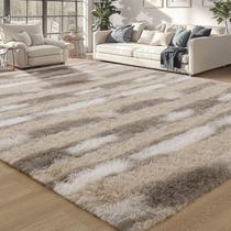 Tapete Area Merelax 152x244 cm, macio, fofo, bege, branco Tapete Area Merelax 152x244 cm, macio, fofo, bege, branco