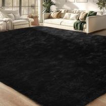 Tapete Area Merelax Soft Fluffy Shaggy 4x6 pés preto para quarto