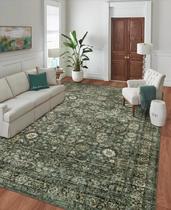 Tapete Area Morebes Vintage Dark Green 9x12 pés para sala de estar