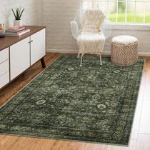 Tapete Area Morebes Vintage Lavável 90x150cm Verde Escuro Tapete Area Morebes Vintage Lavável 90x150cm Verde Escuro