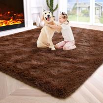 Tapete Area Noahas Fluffy Brown 120x180cm para quarto e sala de estar