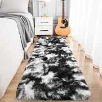 Tapete Area Noahas Runner tingido de preto e branco 60x180cm