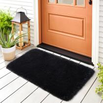 Tapete Area Noahas Shaggy Small Black de 2 x 3 pés para entrada