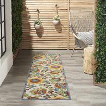 Tapete Area Nourison Aloha para uso interno/externo em marfim/multi 60x180cm