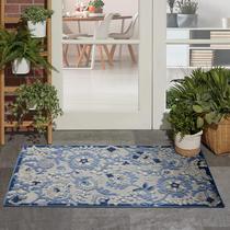 Tapete Area Nourison Home Aloha Interno/Exterior Azul/Cinza 90x120cm