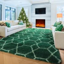 Tapete Area ONASAR Geometric Fluffy Trellis verde escuro 150x240cm
