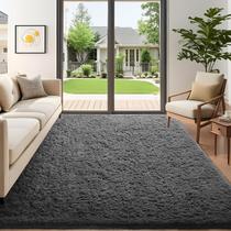 Tapete Area Ophanie 5x7 Grey Fluffy Shag Plush Soft para sala de estar