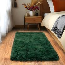 Tapete Area Quntue Small de 2 x 3 pés para quarto, verde escuro e desgrenhado Tapete Area Quntue Small de 2 x 3 pés para quarto, verde escuro e desgrenhado