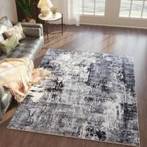 Tapete Area Rugcomf lavável Boho Soft 120x180cm cinza/preto