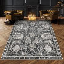 Tapete Area RUGSURE lavável vintage cinza tribal 90 cm x 150 cm Tapete Area RUGSURE lavável vintage cinza tribal 90 cm x 150 cm