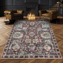 Tapete Area RUGSURE lavável vintage tribal Rust/azul 120x180cm Tapete Area RUGSURE lavável vintage tribal Rust/azul 120x180cm